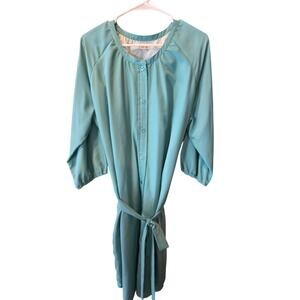J.Peterman Shirt Dress Sea Green Button Front XL Womens Knee Length Date Coastal